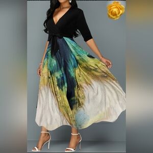 Shein Elegant Black and Multicolor Women's Dress